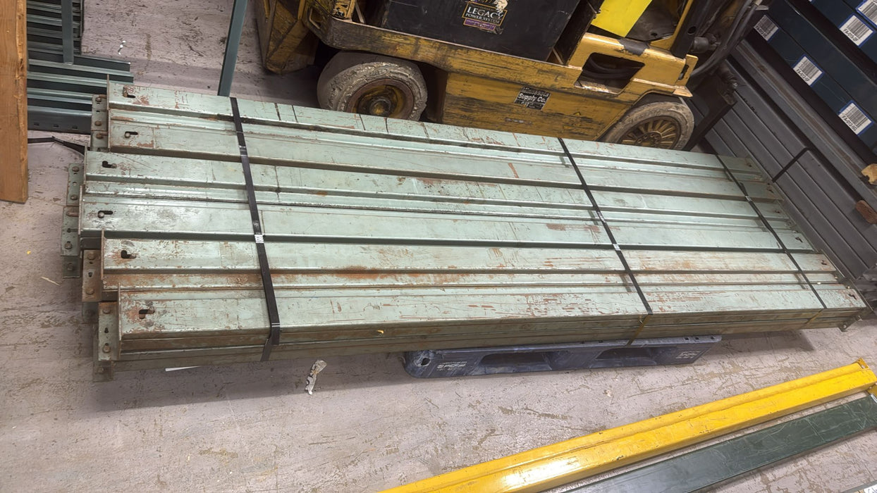 106" Length Tear Drop Pallet Rack Beams Industrial Warehouses Heavy Duty Beams, USED
