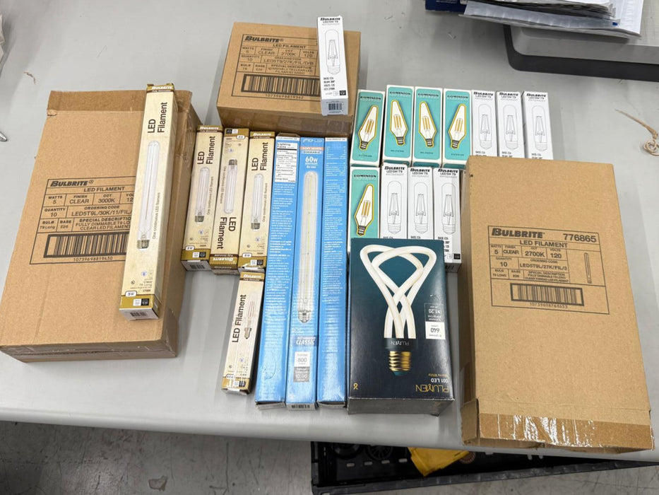 Bulk Pallet of Mixed LED Filament and Light Bulbs , Open Box & New