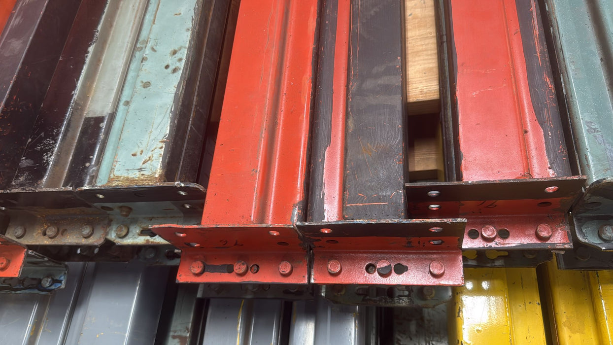 8ft (96") Tear Drop Pallet Rack Beams, Industrial Warehouses Heavy Duty Beams, USED