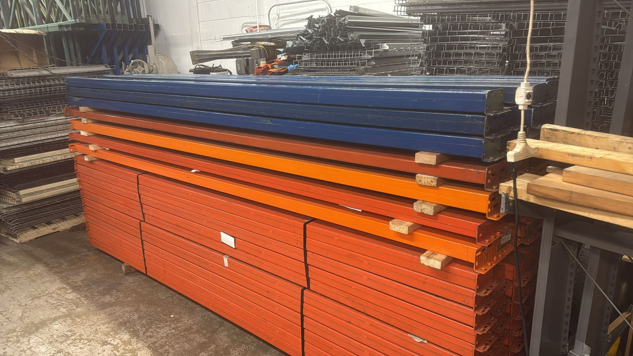 12ft (144") Length Tear Drop Pallet Rack Beams Industrial Warehouses Heavy Duty Beams, USED