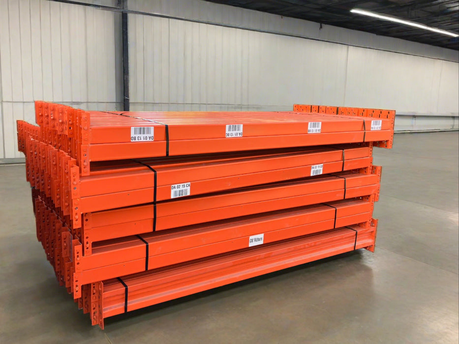 105" Length Tear Drop Pallet Rack Beams Industrial Warehouses Heavy Duty Beams USED