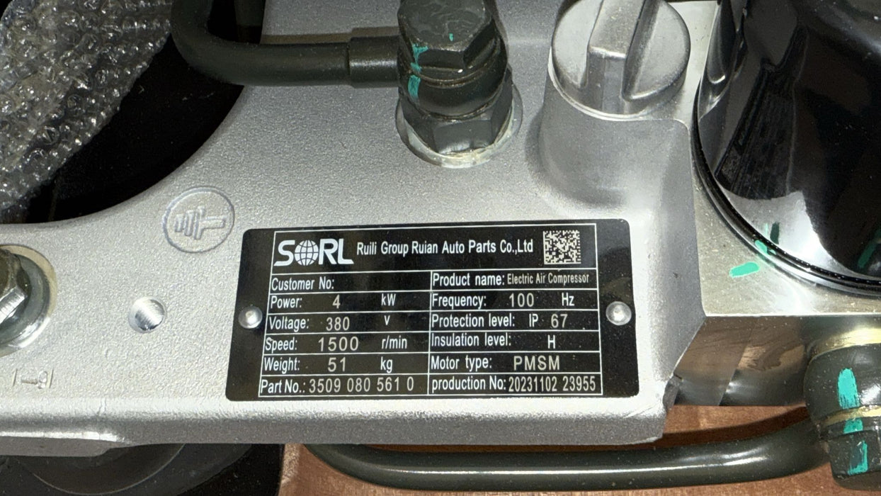 Sorl 3509 080 561 0 Electric Air Brake Compressors, 380V, 4KW, Open Box