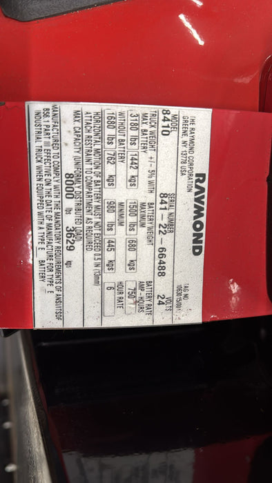 Raymond 8410 Electric Pallet Jack , Pre-Owned, Max CAP# 8,000lbs