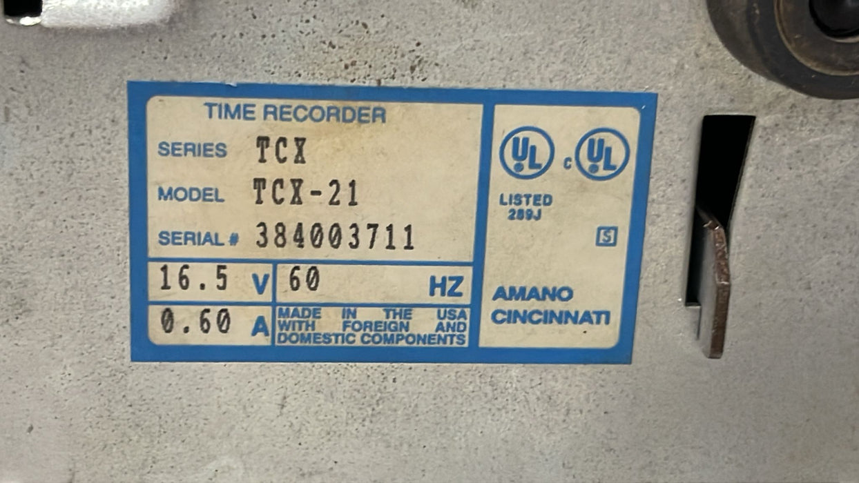 Amano TCX-21 Electronic Digital Time Clock