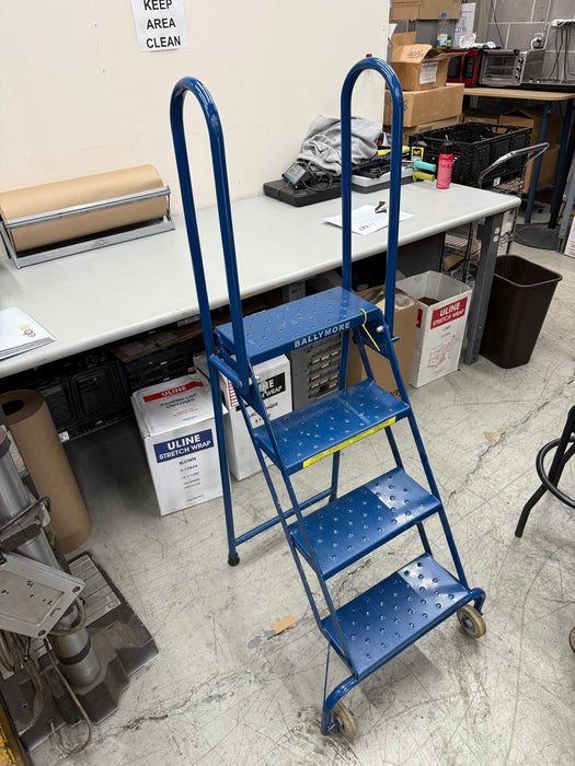 Ballymore 4 Step Lock-N-Stock Folding Rolling Ladder, 350 Lb. Capacity, Used