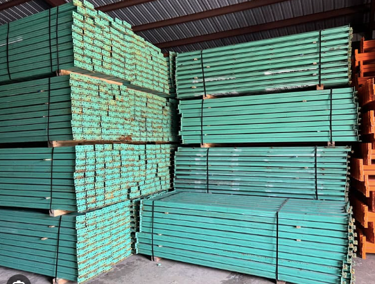 106" Length Tear Drop Pallet Rack Beams Industrial Warehouses Heavy Duty Beams, USED