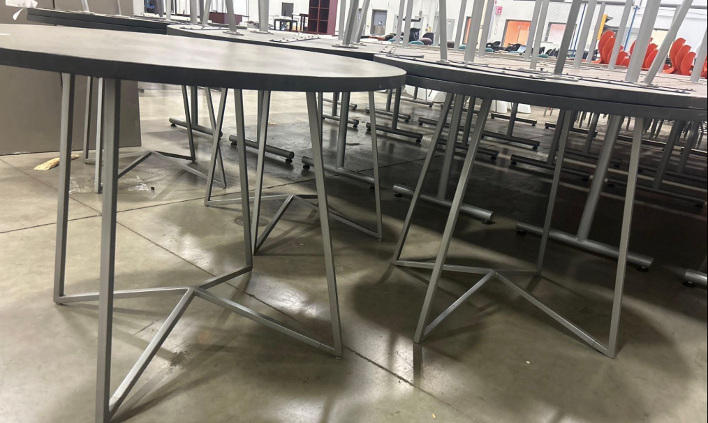 Round Office Coffee Table 40" Diameter, Height 30", Steel Legs