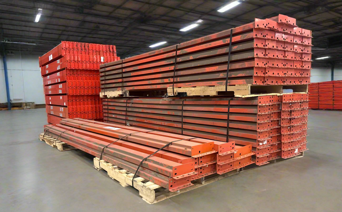 12ft (144") Length Tear Drop Pallet Rack Beams Industrial Warehouses Heavy Duty Beams, USED