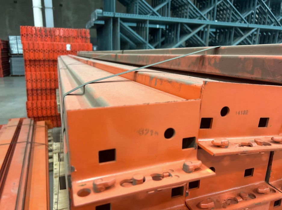 12ft (144") Length Tear Drop Pallet Rack Beams Industrial Warehouses Heavy Duty Beams, USED