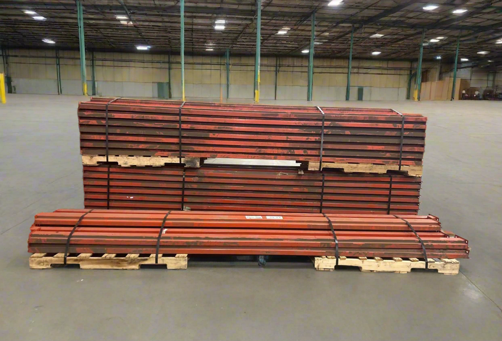 12ft (144") Length Tear Drop Pallet Rack Beams Industrial Warehouses Heavy Duty Beams, USED