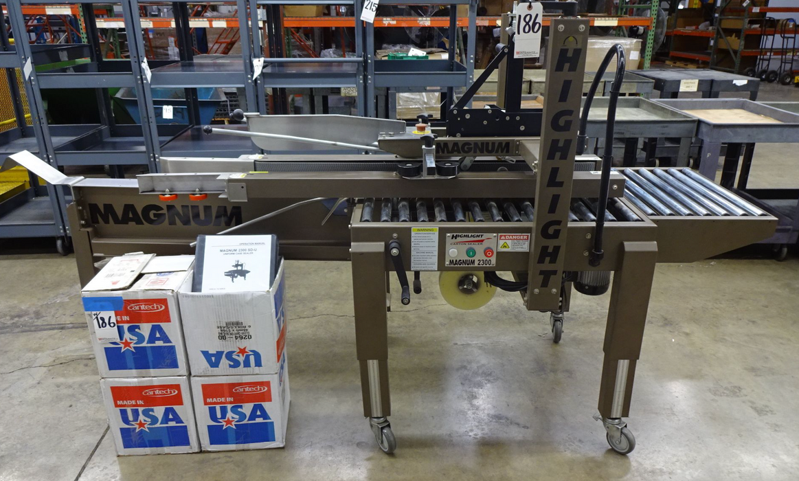 HIGHLIGHT INDUSTRIES MODEL MAGNUM2300-SDV TOP & BOTTOM CARTON TAPER, Used
