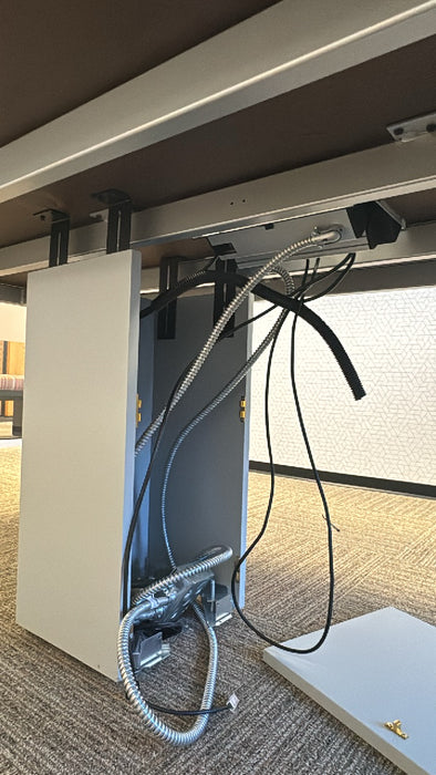 Steelcase Table 96" x 42" White Laminate Finish Conference Office Table With Central Power Bank