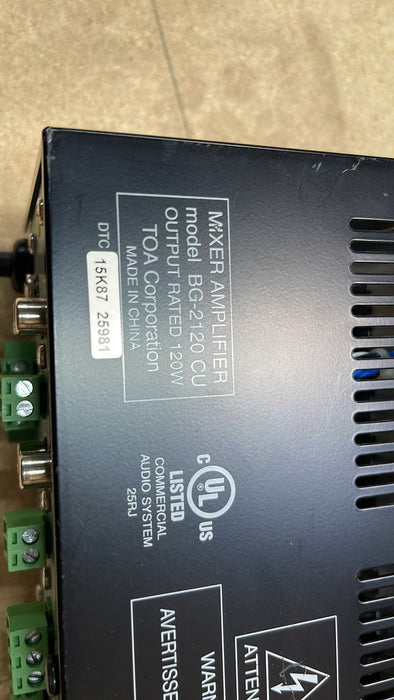 TOA BG-2120 CU 5-Channel Mixer and Power Amplifier, 120W