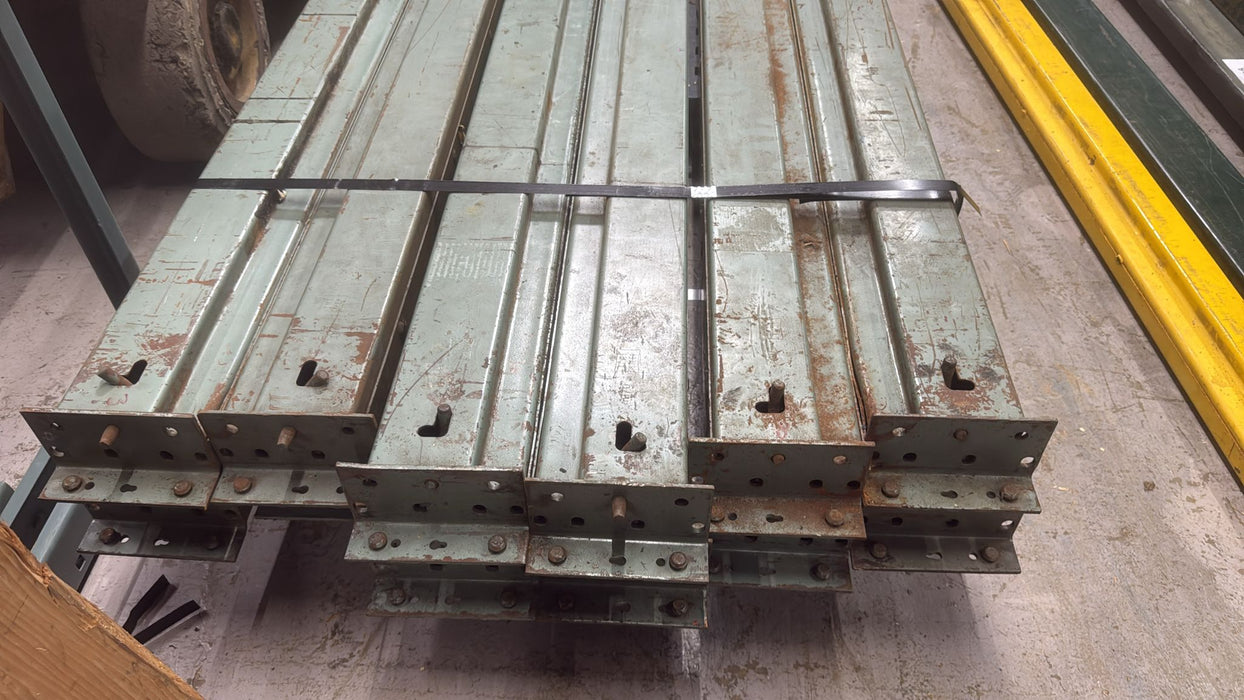 106" Length Tear Drop Pallet Rack Beams Industrial Warehouses Heavy Duty Beams, USED