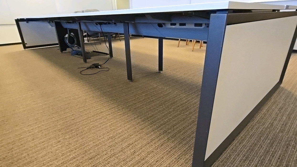 Steelcase Conference Desk 16ft x 5ft Office Conference Laminate Desk With Central Power Banks and Metal Base Modern