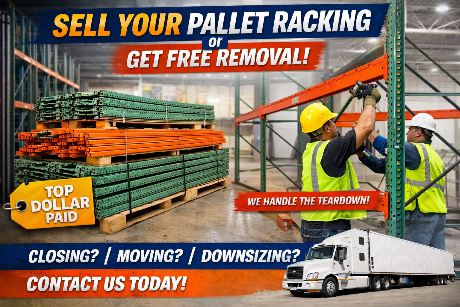 Sell Used Pallet Racking or Get Free Warehouse Rack Removal in Illinois