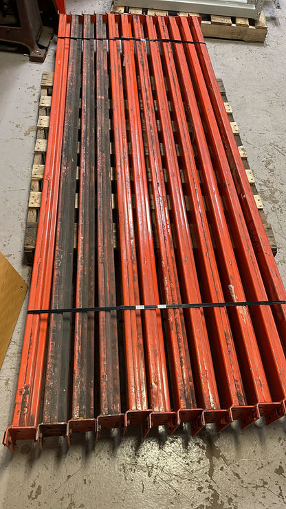 92" x 3.75” Length Tear Drop Pallet Rack Beams Industrial Warehouses Heavy Duty Beams - Orange - Used