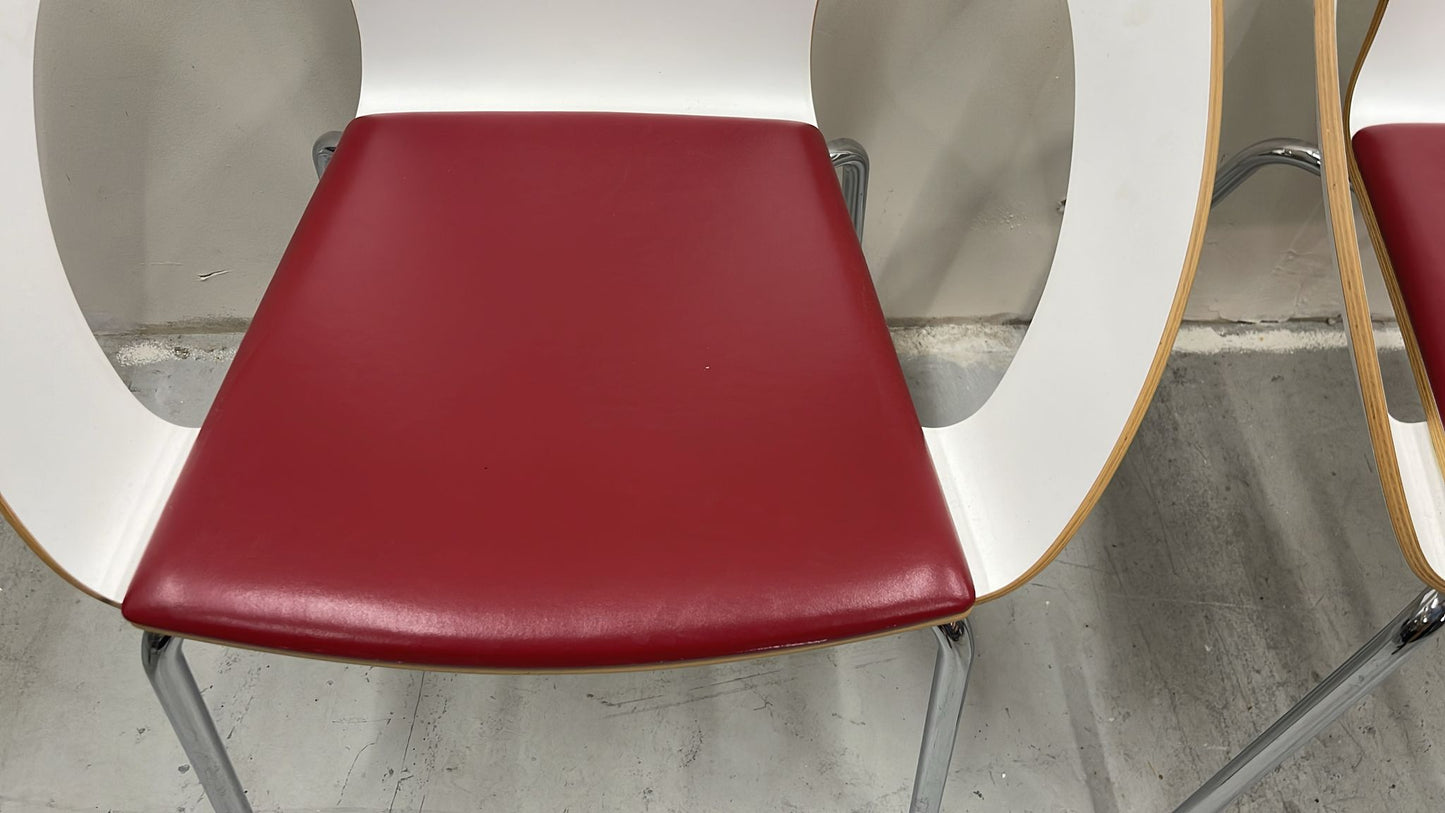 Office Armchairs White/Red Side Chair for Desk