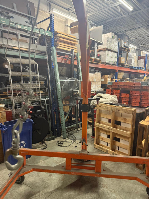 Oxbon Portable Cable Lifting Crain Swivel Cart, Cable 2500lbs CAP, Used