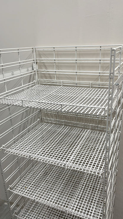 66.5" x 25" x 19" White Wire Mesh Rolling Shelf Rack w/ 5 Shelves