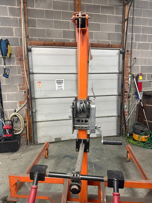 Oxbon Portable Cable Lifting Crain Swivel Cart, Cable 2500lbs CAP, Used