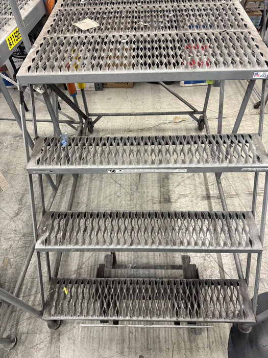 Uline 4-Step Mobile Safety Work Platform Rolling Ladder, 800lbs CAPACITY, Used