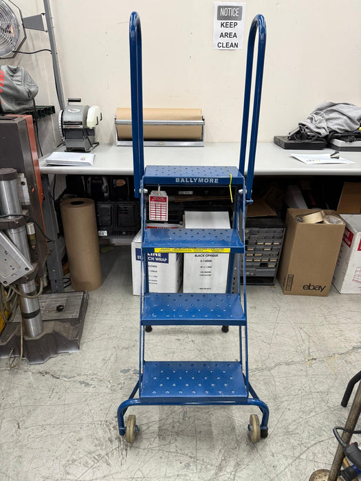 Ballymore 4 Step Lock-N-Stock Folding Rolling Ladder, 350 Lb. Capacity, Used
