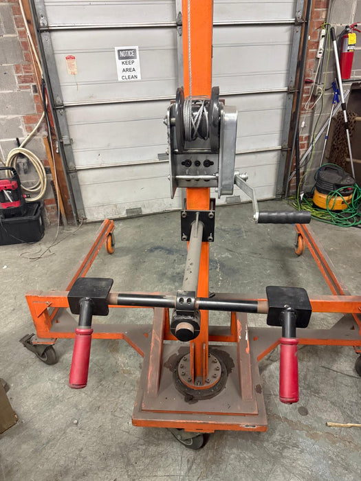 Oxbon Portable Cable Lifting Crain Swivel Cart, Cable 2500lbs CAP, Used