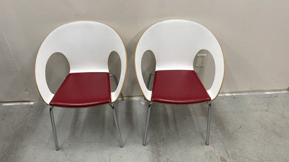 Office Armchairs White/Red Side Chair for Desk