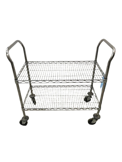 2-Shelf Rolling Wire Picking Utility Cart, 38.5"L x 18"W x 39"H , Adjustable Shelvings , Heavy Duty