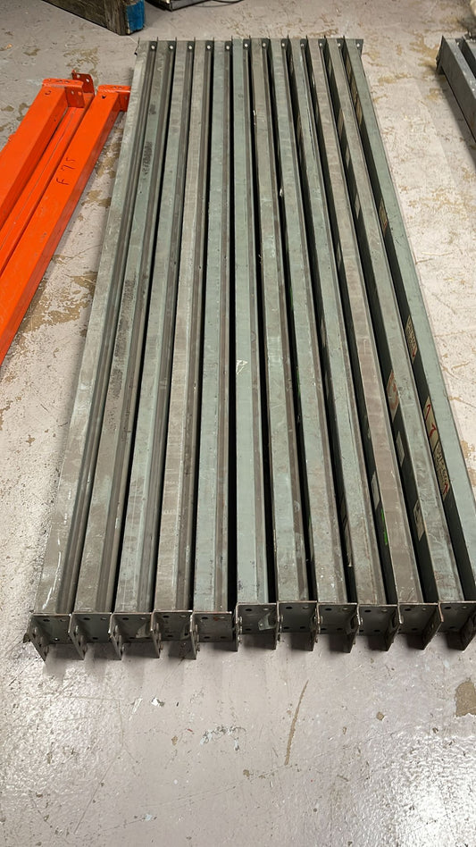 8ft x 4” Length Tear Drop Pallet Rack Beams Industrial Warehouses Heavy Duty Beams - Green Olive - Used