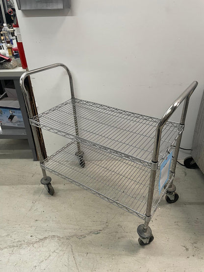 2-Shelf Rolling Wire Picking Utility Cart, 38.5"L x 18"W x 39"H , Adjustable Shelvings , Heavy Duty