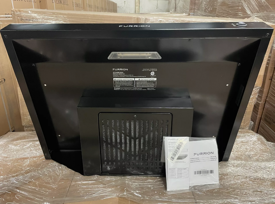 23.5" 12V FURRION RV RANGE HOOD BLACK DUCTED 12V FHO24SDSF-BL