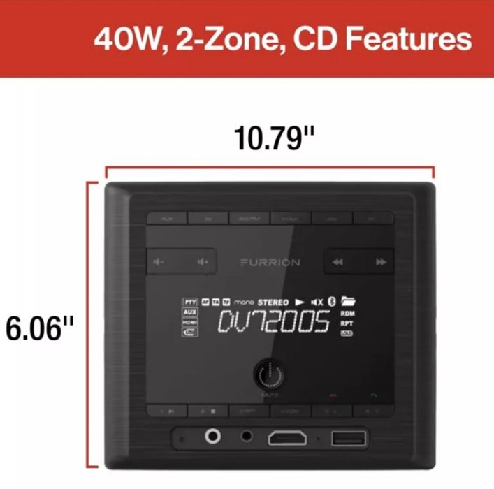 NEW Lippert Furrion RV 40-Watt 2-Zone Entertainment System DV7200S With Remote