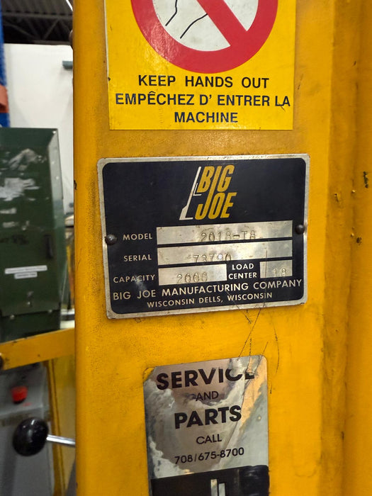 Big Joe 2018-T8 Walkie Stacker 2018-T8 2000 lbs Cap. , Used