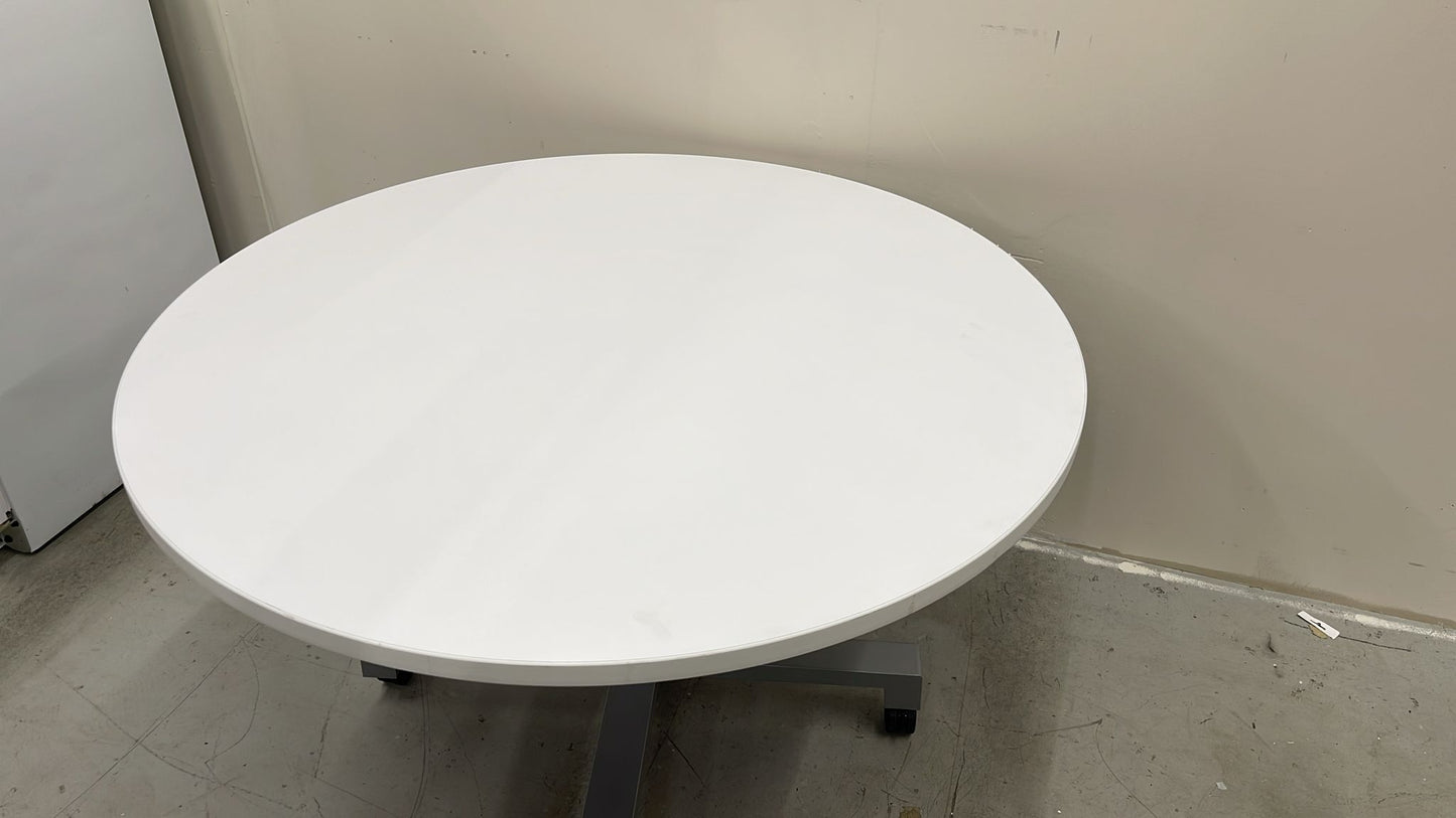 Round Table Surface Works 48" Laminated Rolling Table White