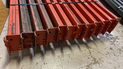 92" x 3.75” Length Tear Drop Pallet Rack Beams Industrial Warehouses Heavy Duty Beams - Orange - Used