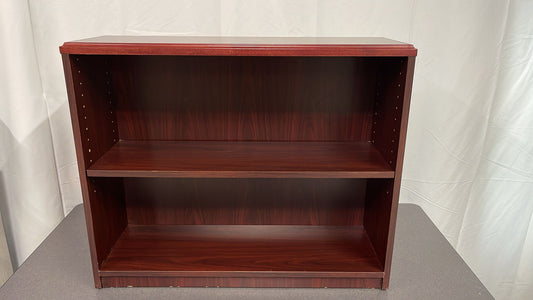 Classic 2-Shelf Cherry Wood Desk Bookcase