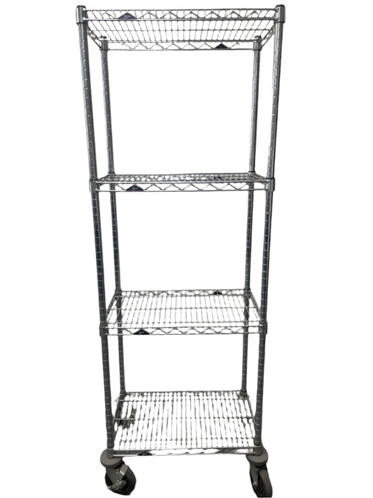 4-Shelf Rolling Wire Picking Utility Cart, 23.5"L x 14"W x 68"H , Adjustable Shelvings , Heavy Duty Vertical Cart