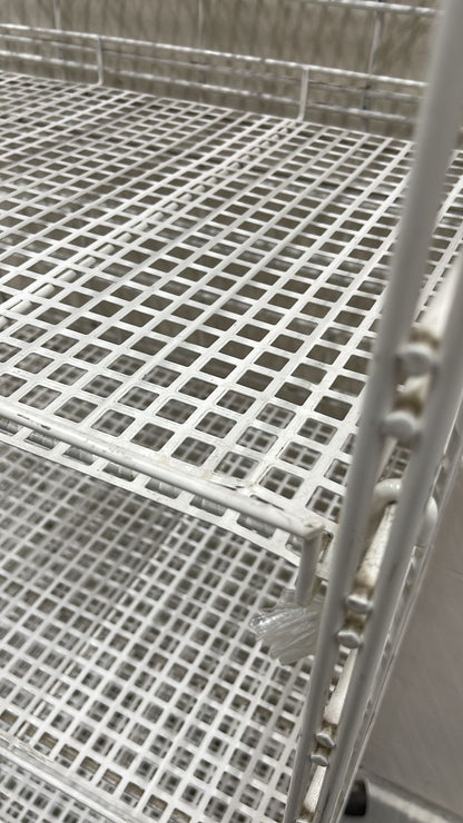 66.5" x 25" x 19" White Wire Mesh Rolling Shelf Rack w/ 5 Shelves