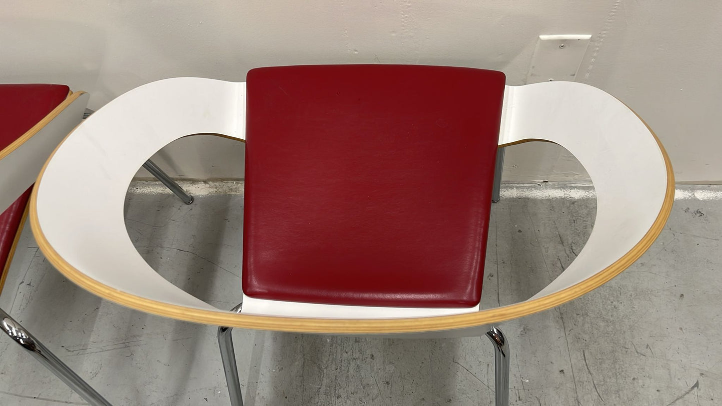 Office Armchairs White/Red Side Chair for Desk