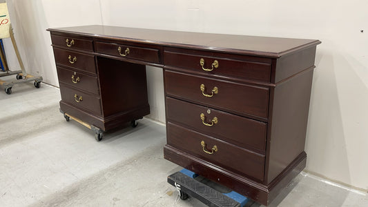 Kittinger Georgian Collection Vintage Computer Desk Credenza & Lateral File Mahogany 85.75" x 30.25" x 19.5"