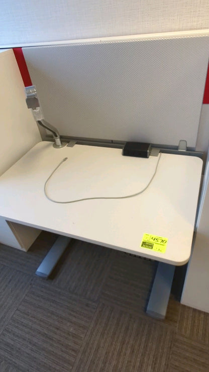 SteelCase Table 46" x 29" White Adjustable Sit to Stand Office Table Desk With Power Bank