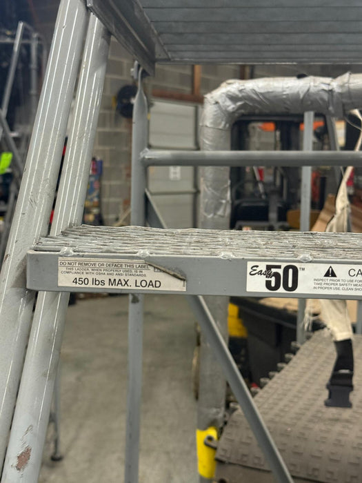 7-Step Rolling Safety Ladder For Warehouse, 100"H x 80"L x 30"D, Used