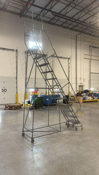 Uline 12-Step Mobile Safety Rolling Ladder, 450lbs CAPACITY, Like New
