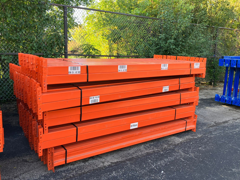 8ft used pallet rack beams, used, orange