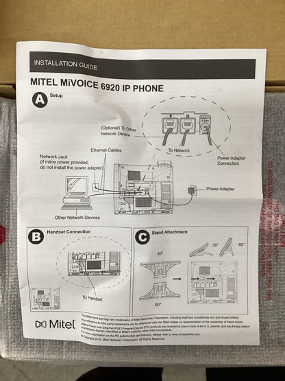 Mitel MiVOICE 6920 IP Phone TTA Telephone , USED/Open BOX , BULK WHOLESALE LOT OF 26pcs