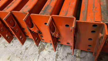 92" x 3.75” Length Tear Drop Pallet Rack Beams Industrial Warehouses Heavy Duty Beams - Orange - Used