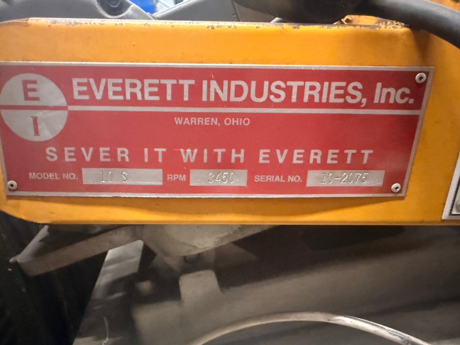 Everett Industries 10S Abrasive Cut Off Saw, 3HP, 230V, USED