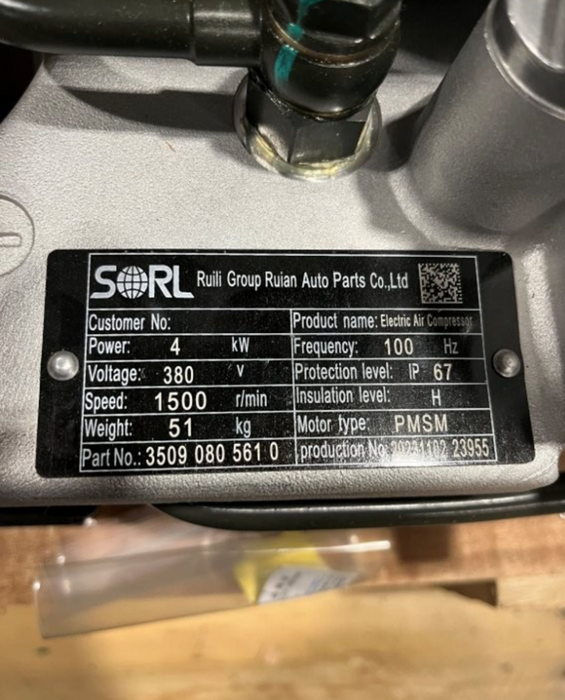 Sorl 3509 080 561 0 Electric Air Brake Compressors, 380V, 4KW, Open Box